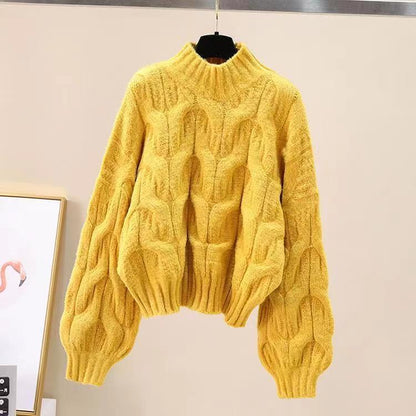 Half-high Collar Long Sleeves Pullover Women&