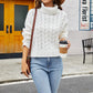 Thick Hemp Flowers Turtleneck Sweater Solid Color Casual