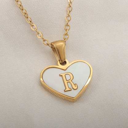 26 Letter Heart-shaped Necklace White Shell Love Clavicle Chain Fashion Personalized Necklace For Women Jewelry Valentine&