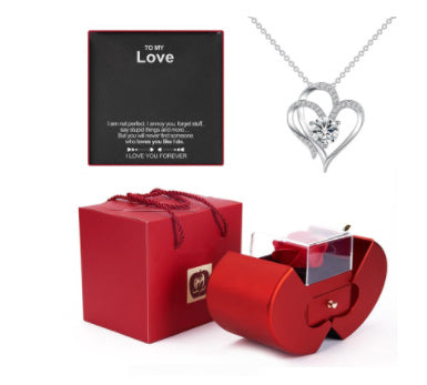 Fashion Jewelry Box Red Apple Christmas Gift Necklace Eternal Rose For Girl Mother&