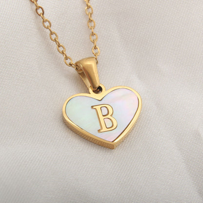 26 Letter Heart-shaped Necklace White Shell Love Clavicle Chain Fashion Personalized Necklace For Women Jewelry Valentine&