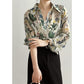 Spring And Summer Lapel Loose Top Breathable Printed Shirt