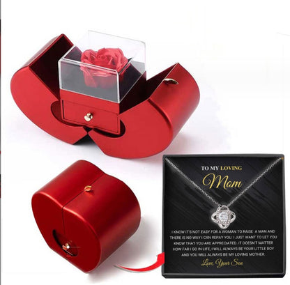 Fashion Jewelry Box Red Apple Christmas Gift Necklace Eternal Rose For Girl Mother&