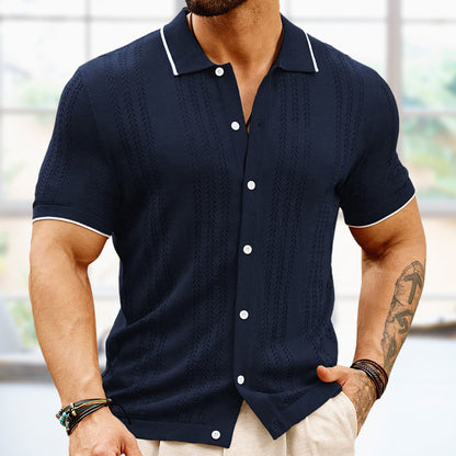 Short-sleeved Polo Shirt Summer Button Lapel Top Fashion Business Men&