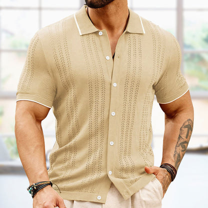 Short-sleeved Polo Shirt Summer Button Lapel Top Fashion Business Men&